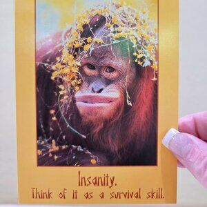 Vintage 1970s Orangutan INSANITY THINK OF IT AS A SURVIVAL SKILL Postcard Unused